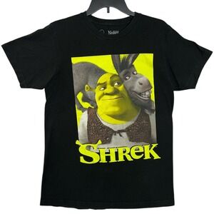 Shrek Donkey DreamWorks Graphic T-Shirt Black‎ Tee Size M Retro Collectible